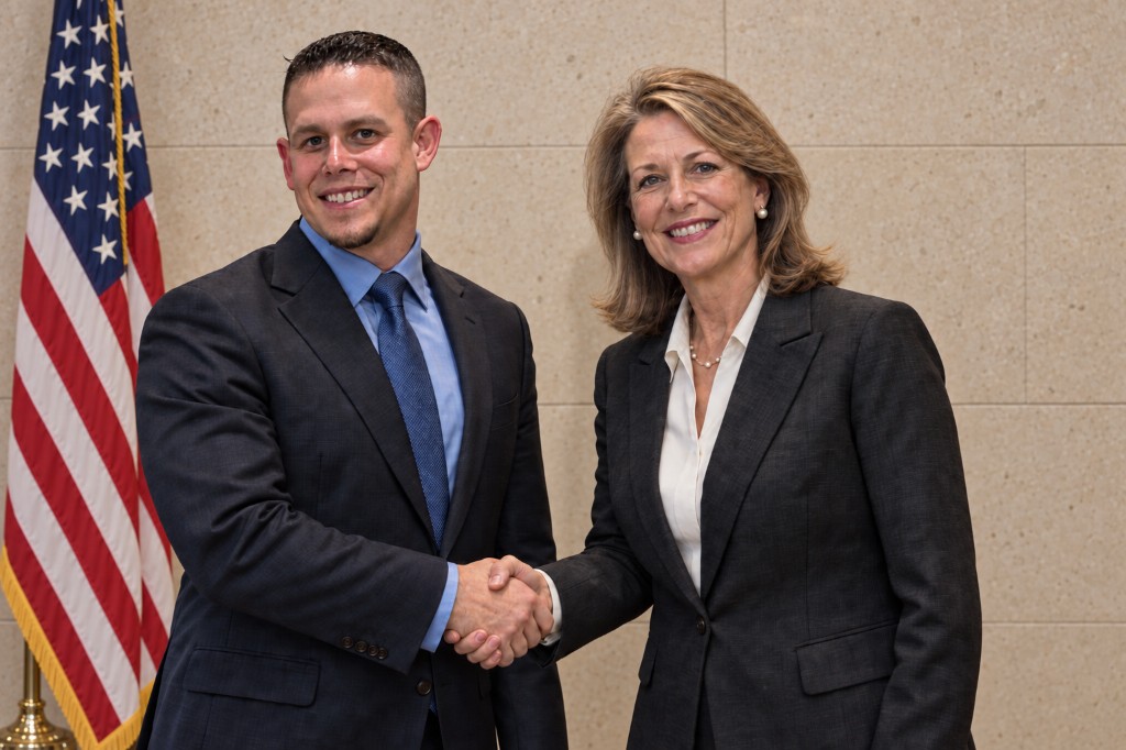 A formal business handshake