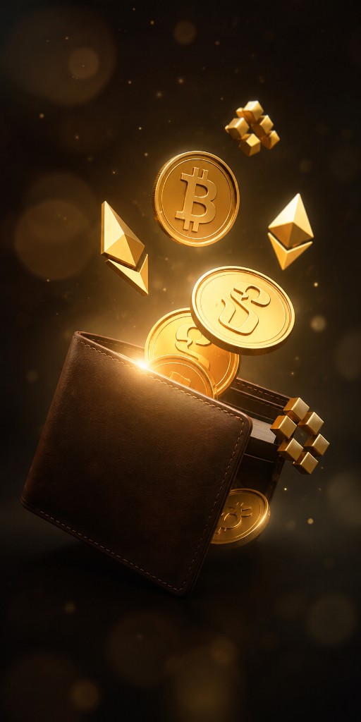 Wallet overflowing with crypto rewards